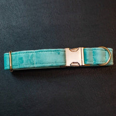 Tiffany Blue Gold Velvet Dog Collar - Charlie and Piper Gifts for Men Tiffany Blue Gold Velvet Dog Collar - Charlie and Piper Gifts for Men