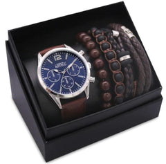 Brown Watch set with 4 bracelets